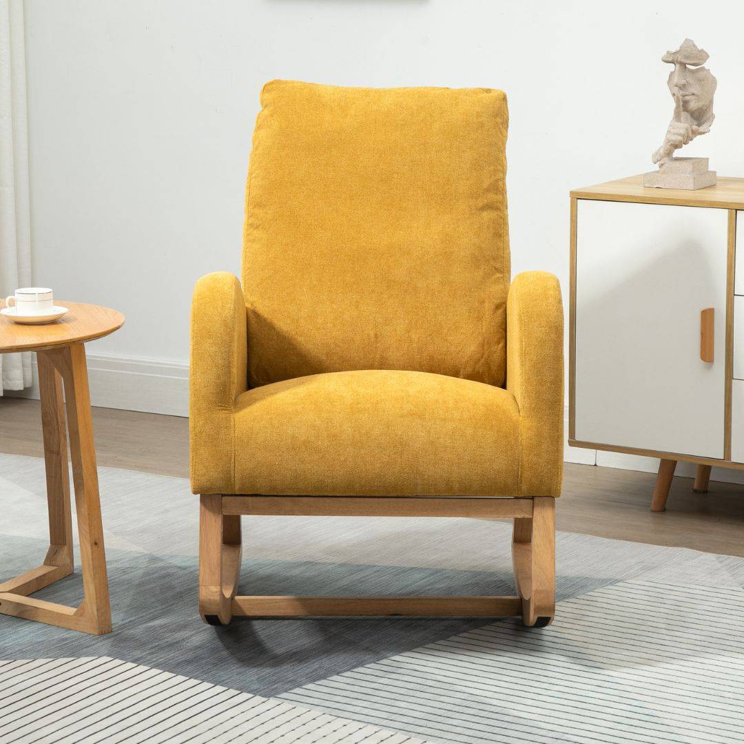 Rocking Chair, up to 300 Lb, Solid Wood, High Back Rest and Ultra Comf